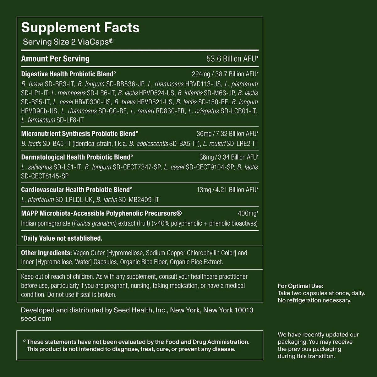 Seed DS-01 Daily Synbiotic packaging and box