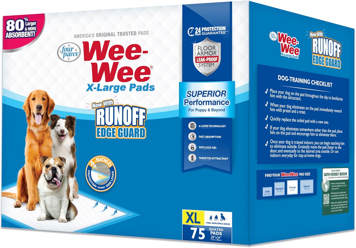 Four Paws Wee-Wee Superior Performance Unscented Extra-Large Pee Pads for Dogs & Puppies, Quilted Leak-Proof Dog Housebreaking Potty Training Floor Protection, 28" x 34", 40 Count - Image 12
