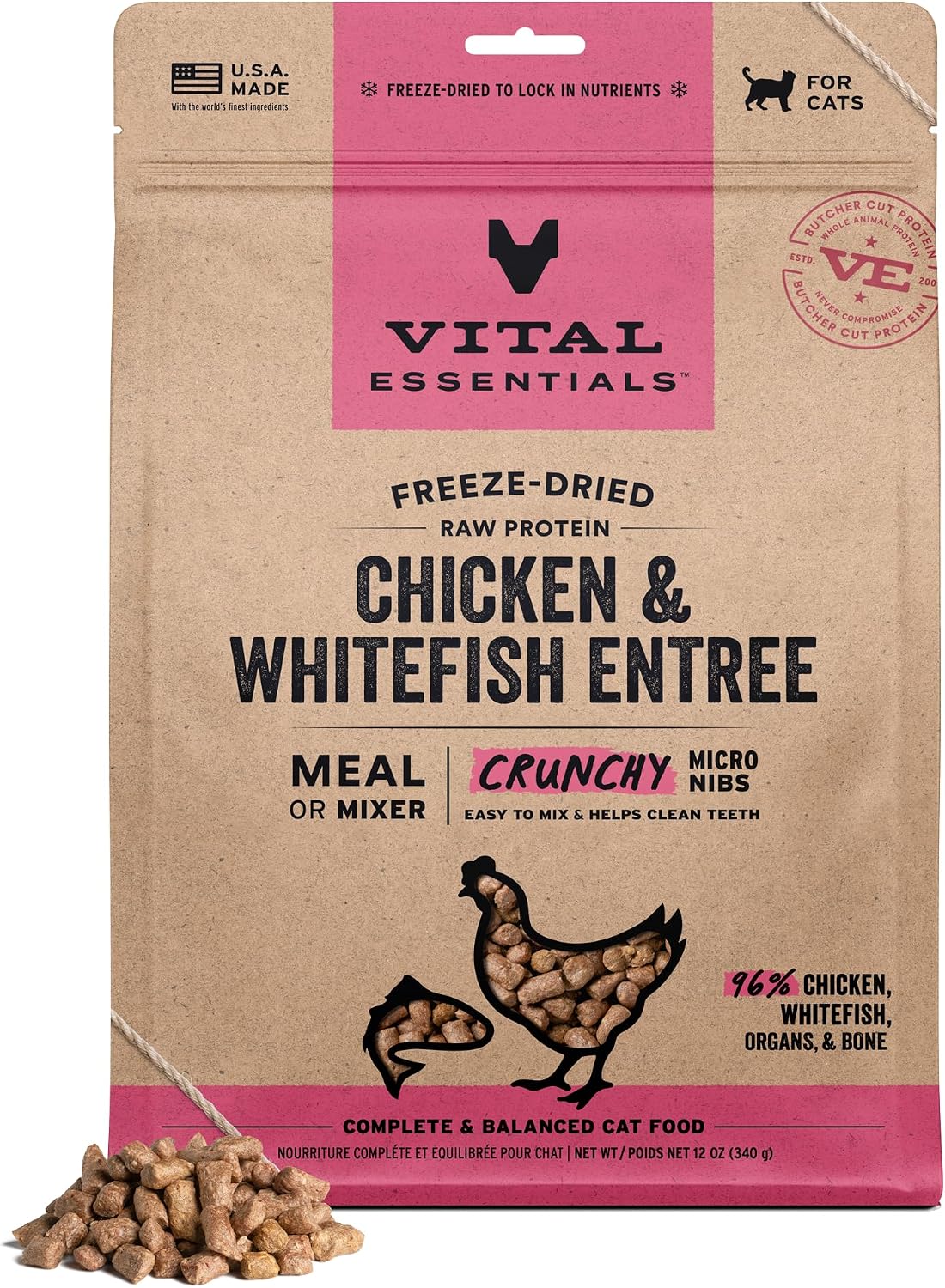 Vital Essentials Freeze Dried Cat Food, Raw Protein Turkey & Duck Micro Nibs | Complete Meal or Mixer | 96% Meat, Organs & Bone | High Protein, Low Carb, Grain Free, Dry Cat Food | 12 oz - Image 12