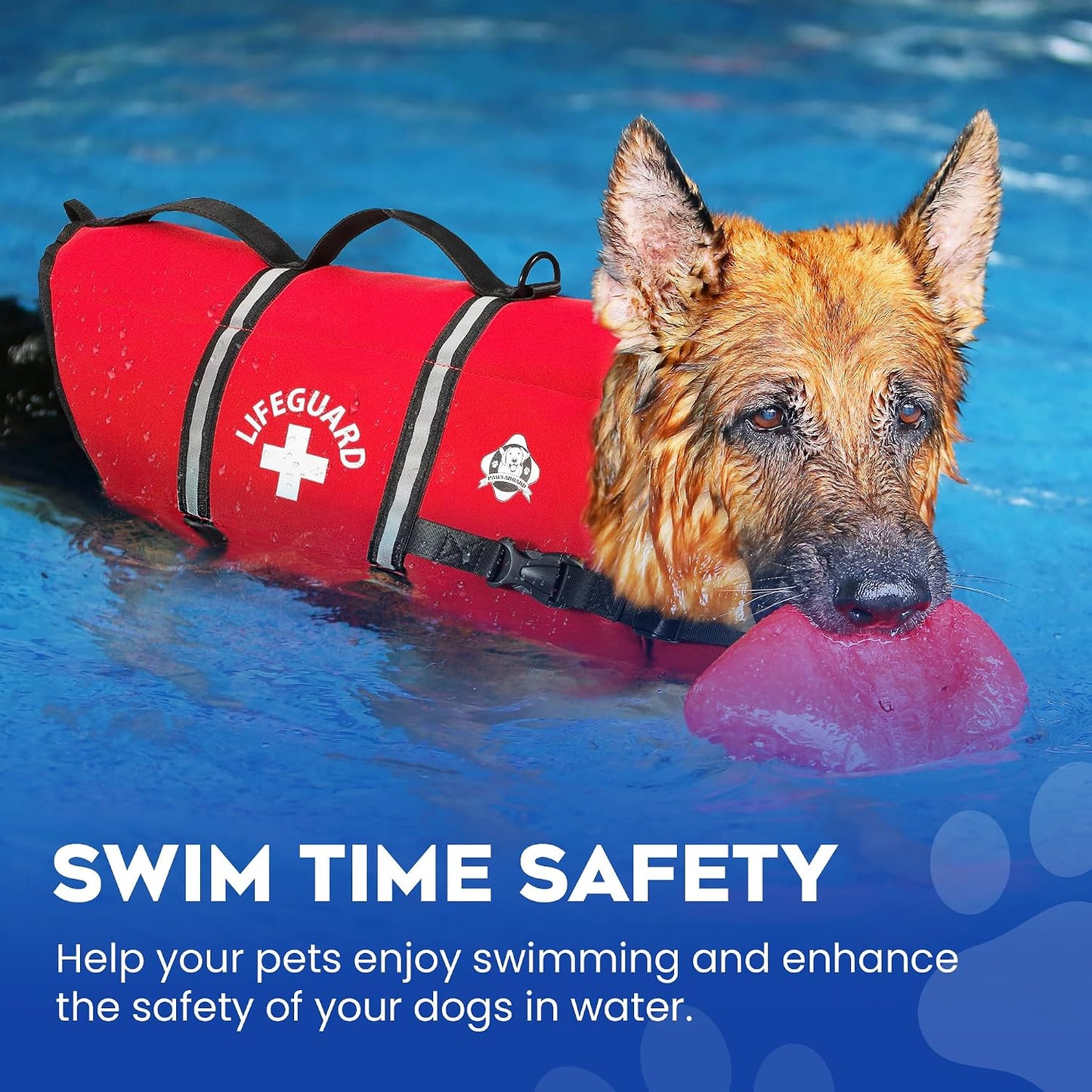 Underbelly view of the dog life jacket focusing on the breathable mesh quick dry fabric