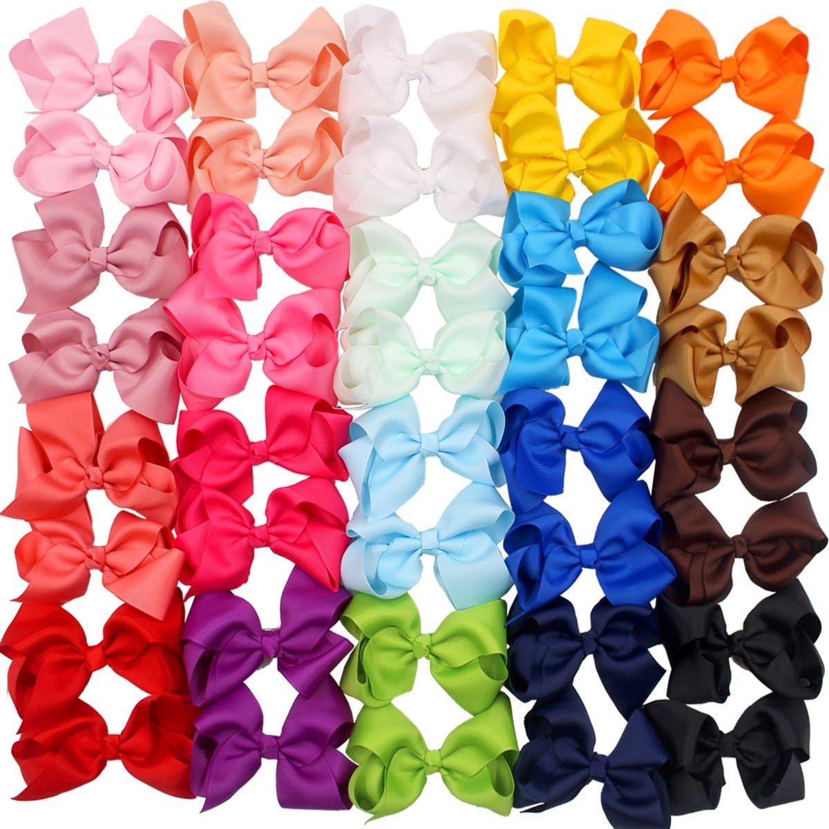 CÃ©llot 40 piece set of 4.5 inch grosgrain ribbon hair bows for girls