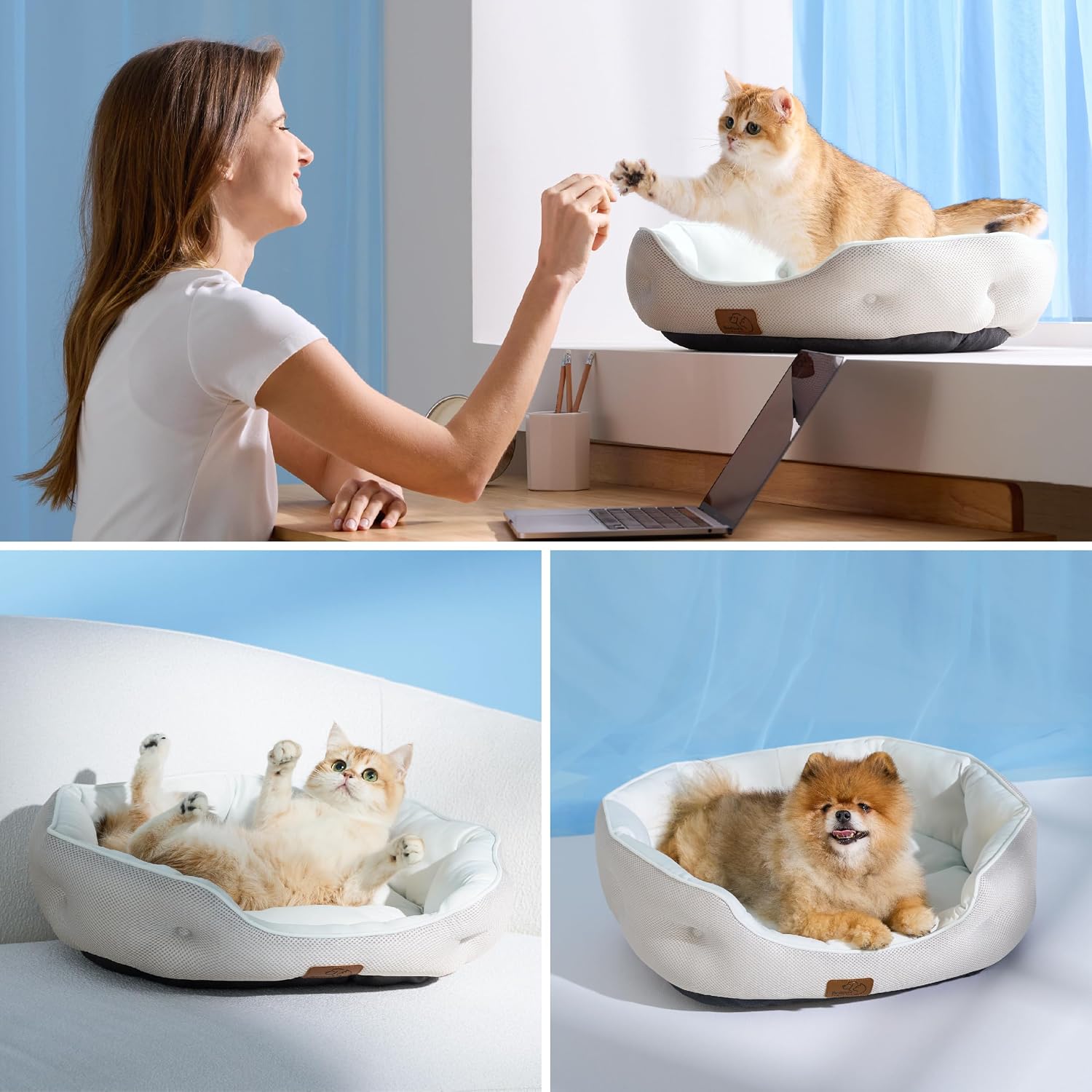 Top view of 20 inch round cooling pet bed