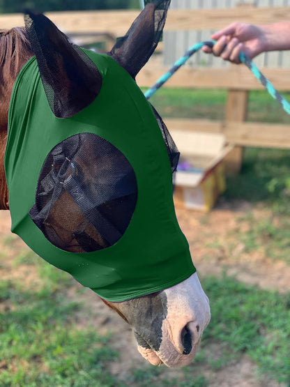Stretchable UV-Blocking Equine Fly Mask with Moldable Ear Covers, Adjustable Comfort Mesh Straps, Leopard-Pattern Pasture & Trail Protection Perfectly Sized for Full Sized Horses - - Image 14