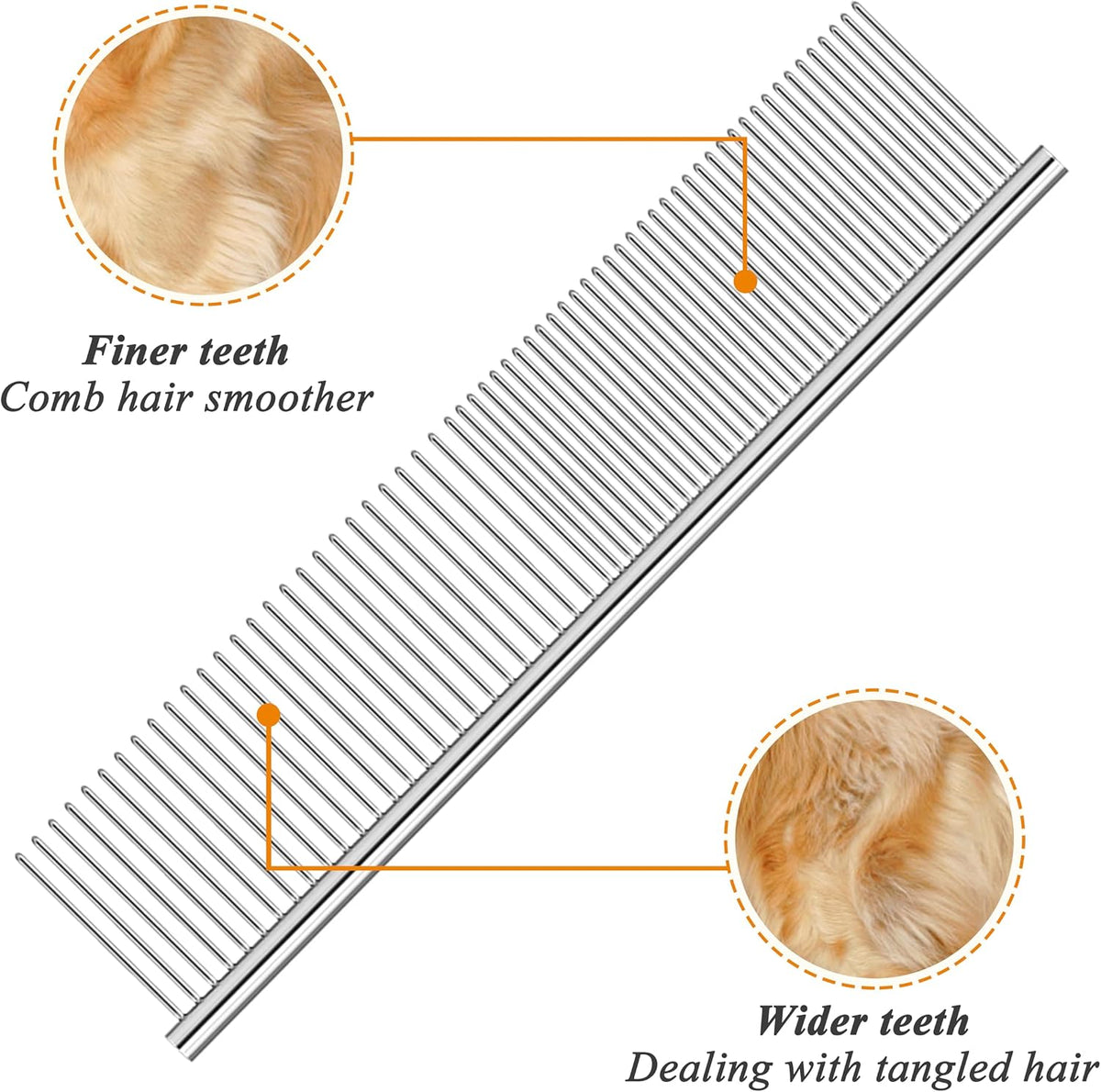 Pet grooming comb set for removing knots and mats