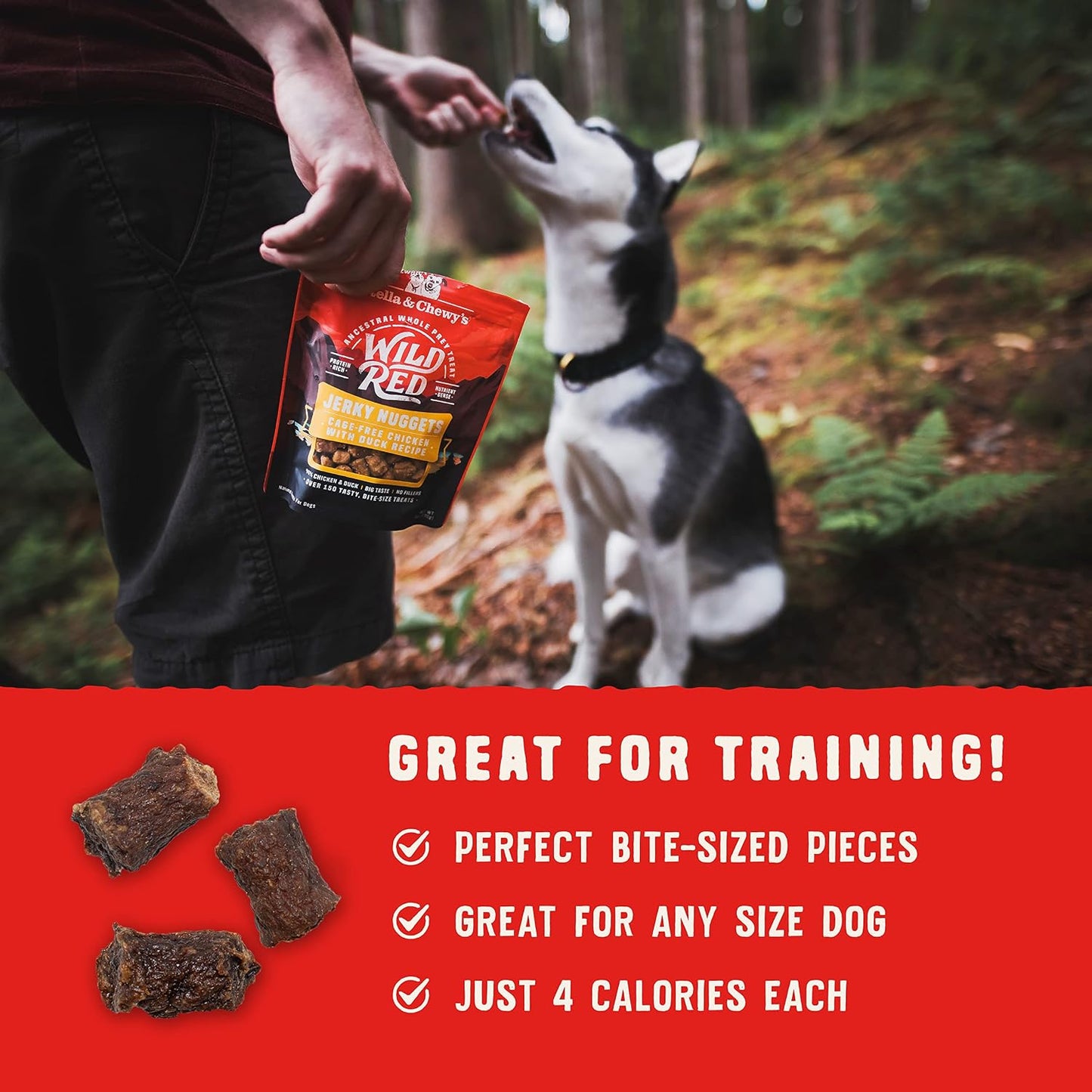 Stella & Chewy's Wild Red jerky nuggets texture display.