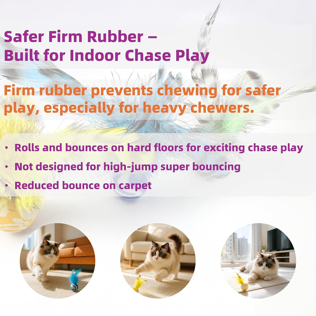 Pet safe rubber core cat ball for active hunting play exercise
