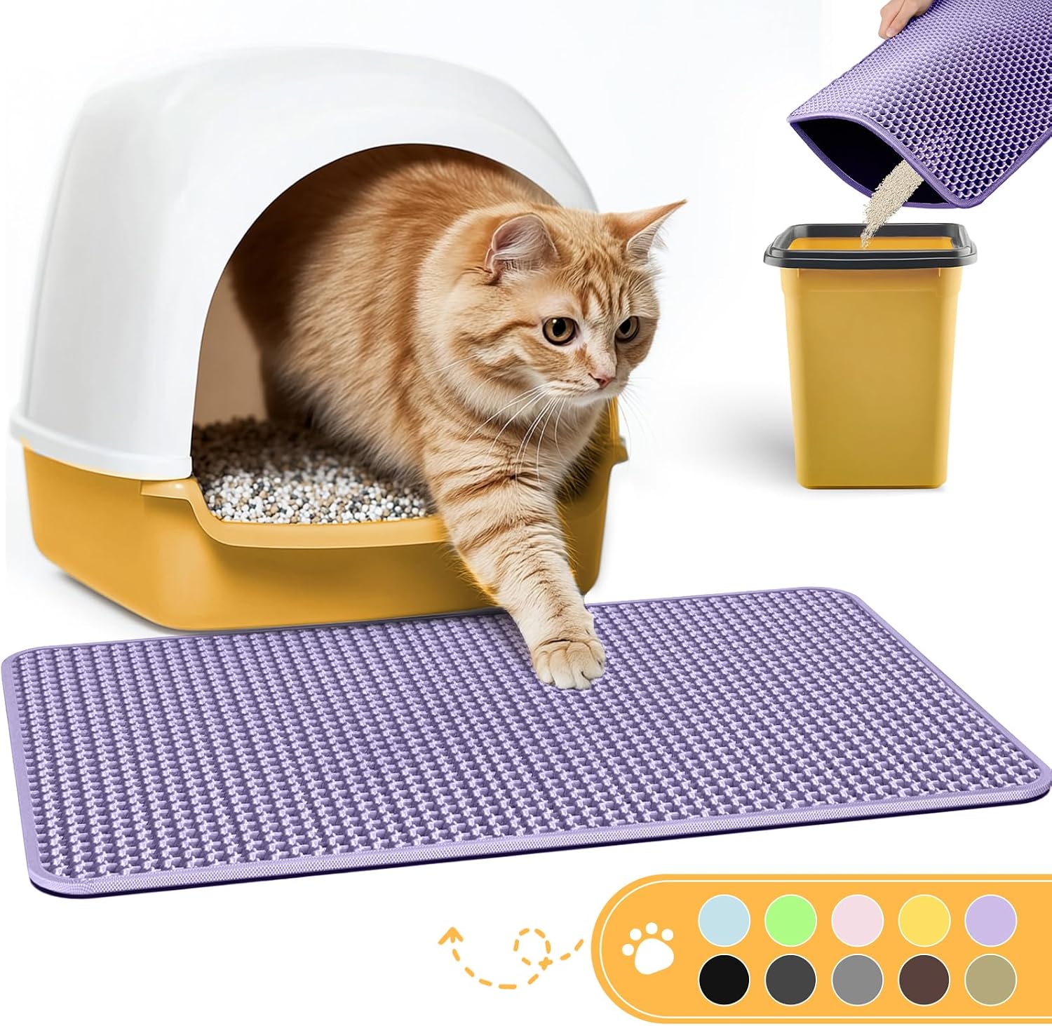 Cat Litter Mat - 23.2'' x 14.6'' Small Litter Trapping Mat, Easy to Clean Litter Box Mat, Waterproof, Urine-Proof, Non-Slip, Cat Toilet Training Systems Accessories, Grey - Image 14