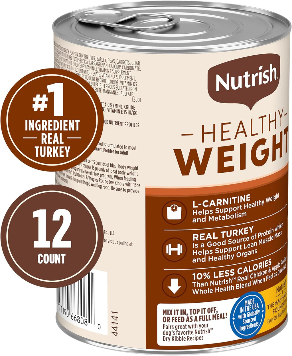 Rachael Ray Nutrish real turkey and pumpkin recipe wet dog food can closeup