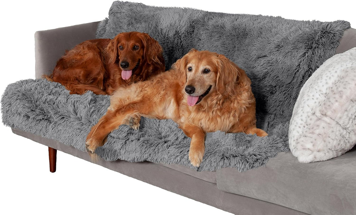 Furhaven Waterproof Throw Blanket for Dogs & Indoor Cats, Washable - Shaggy Plush Calming Long Faux Fur & Velvet Dog Blanket - Taupe, XL - Image 15