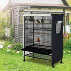 Deckaly waterproof cage cover applied to a parrot enclosure for light blocking.