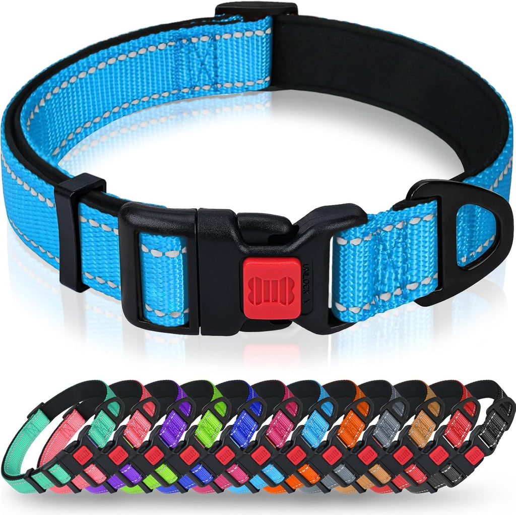 Taglory Reflective Dog Collar for Large Dogs, Soft Neoprene Padded with Escape-Proof Locking Buckle, Upgraded Zinc Alloy Ring, Adjustable for Pitbull Labrador Retriever, Red,L - Image 12
