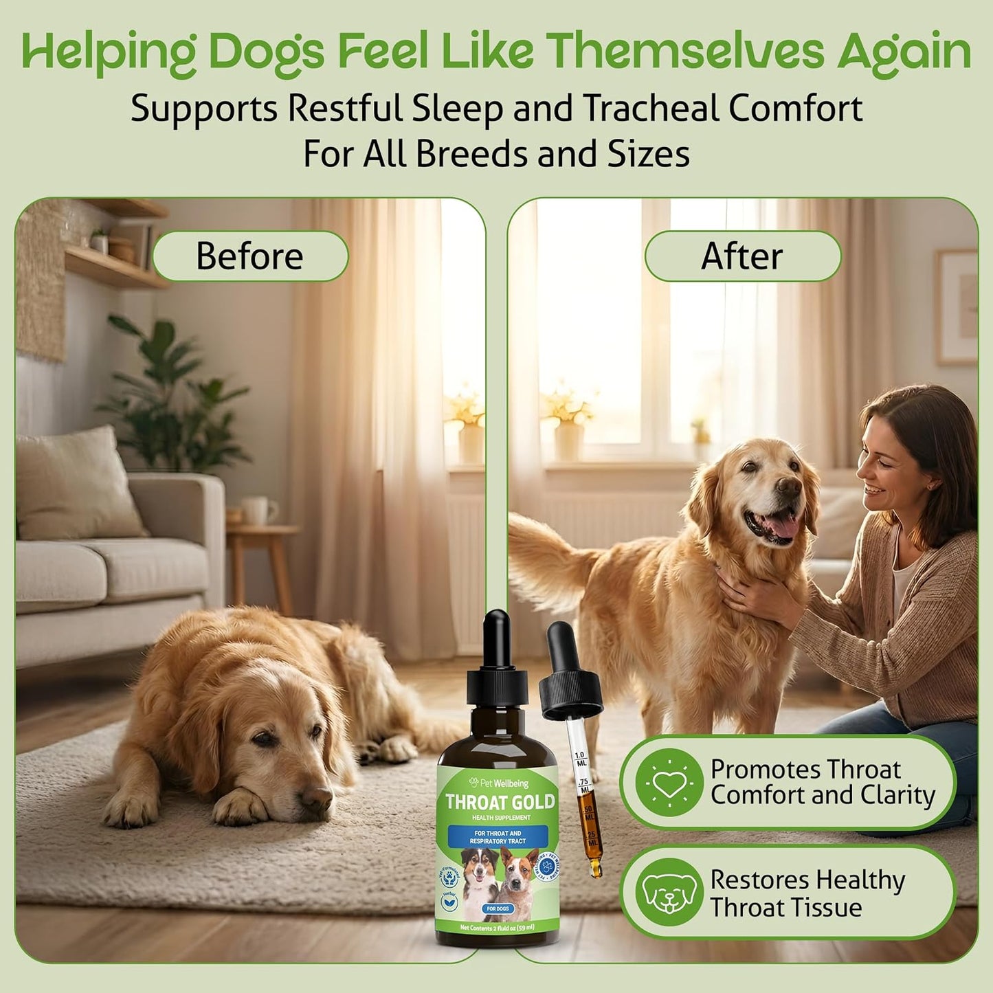 Pet Wellbeing Throat Gold authentic USA imported pet supplement packaging