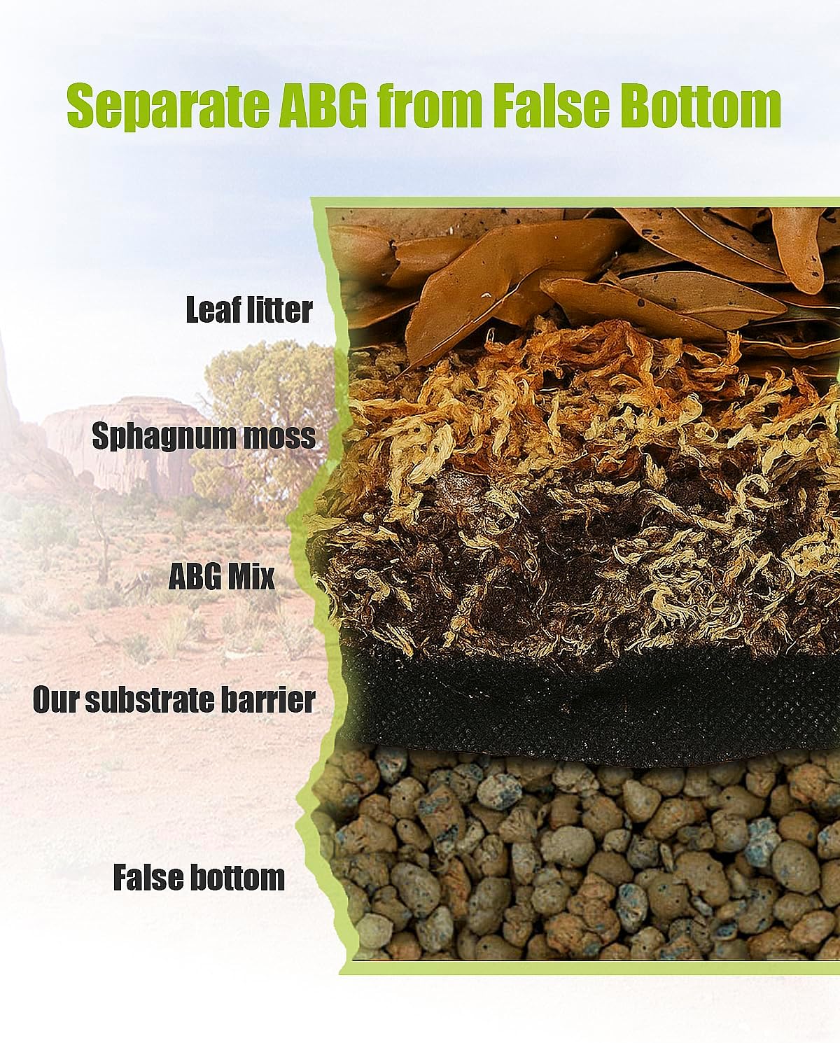 Close up of black mesh material for terrarium drainage.