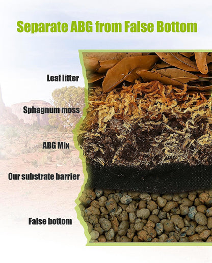 Close up of black mesh material for terrarium drainage.