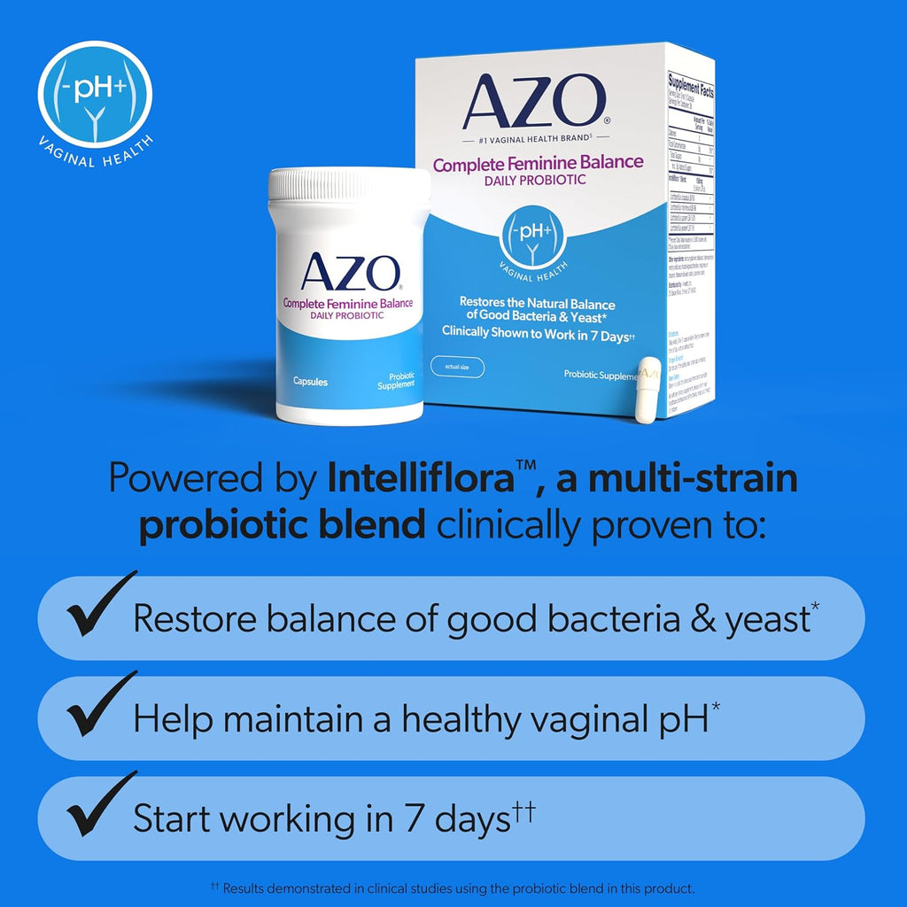 AZO vaginal probiotics capsule supplement facts label