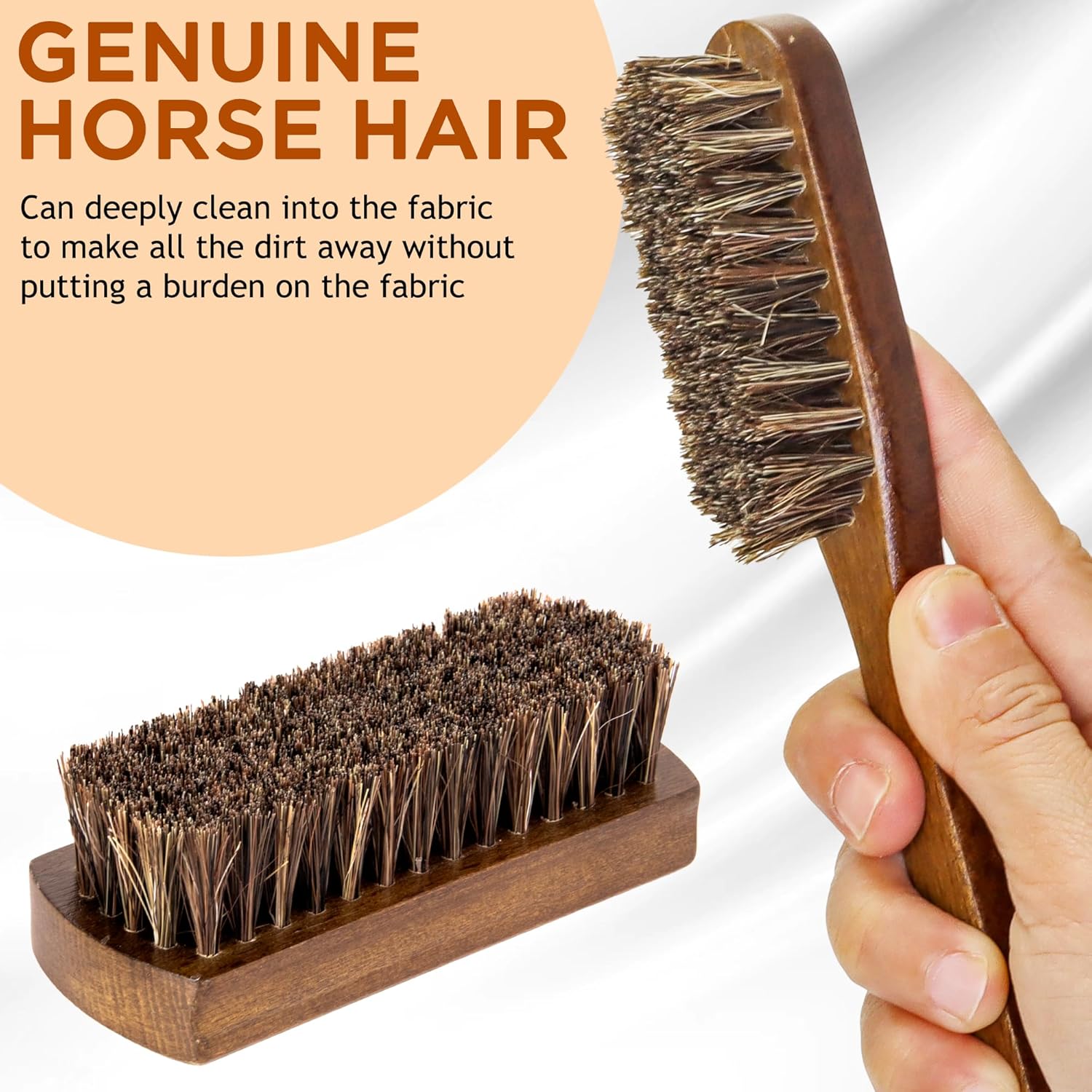 Close up of soft horse hair bristles on Takavu laundry tool