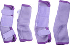 Gallopoff horse fly boots set of 4 violet full front view on horse legs