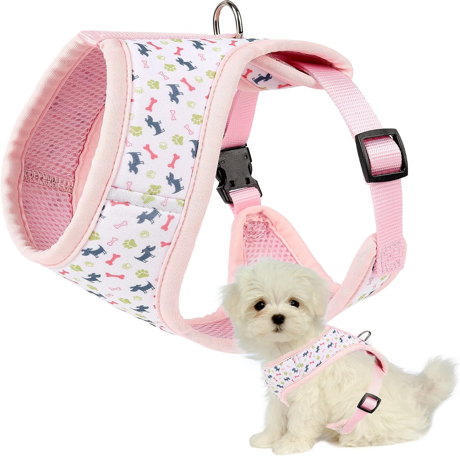 Mile High Life Dog Harness, Air Mesh Floral Vest Harness for 20 lbs Small Dogs & Cats, Easy Get on Adjustable Easy Closures Both Neck and Chest (Purple Flower, S Chest 16"-18") - Image 13
