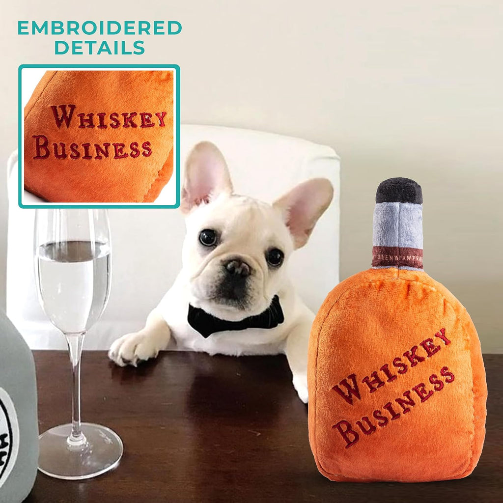 Detail shot of Haute Diggity Dog squeaky bourbon toy texture