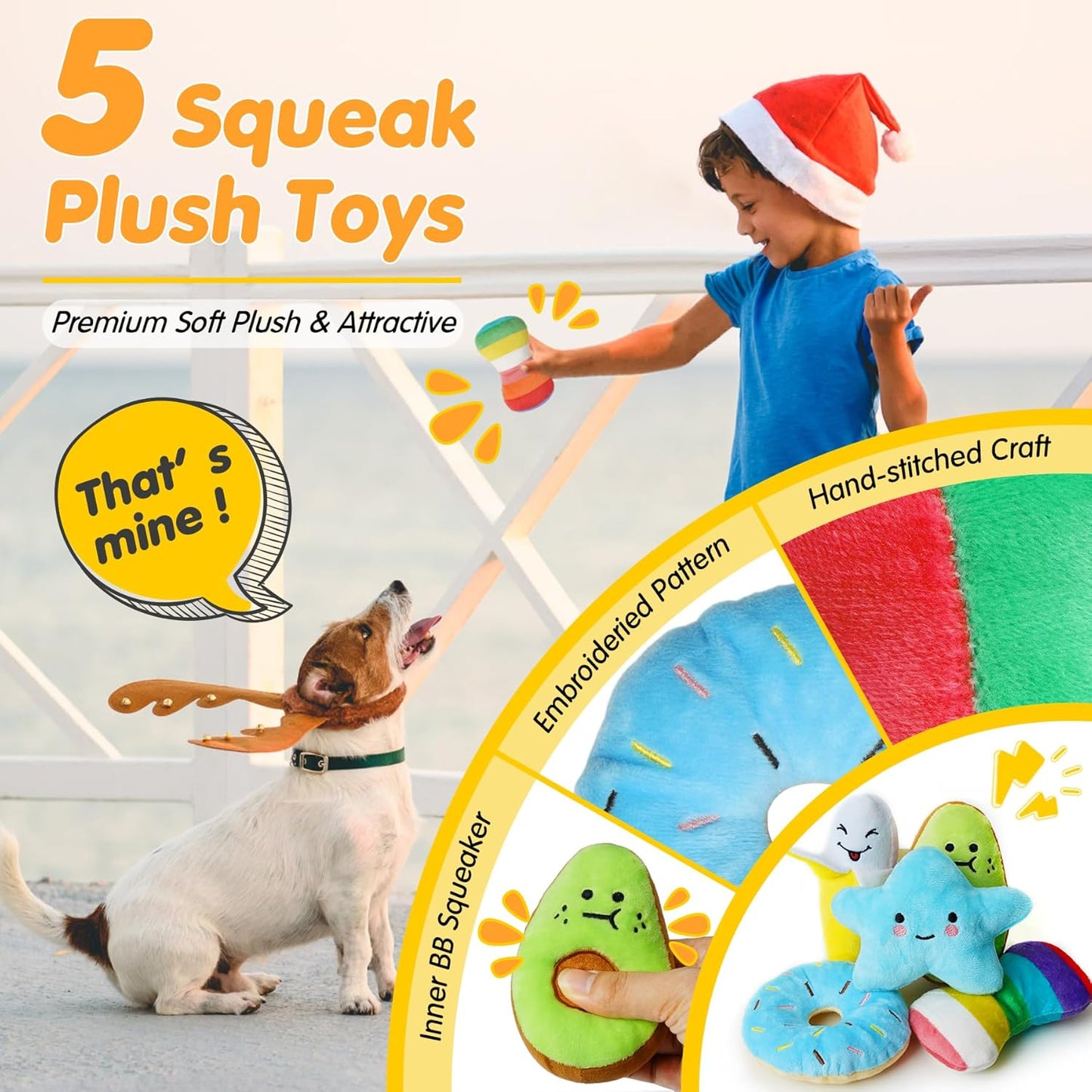 Zeaxuie squeaky plush toys for dogs