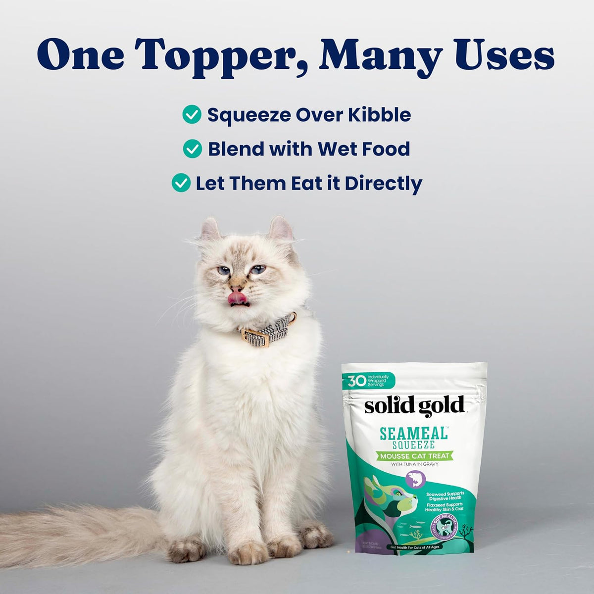 Creamy mousse texture of Solid Gold SeaMeal cat treat