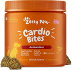 Zesty Paws Cardiovascular Support for Dogs front packaging showing salmon flavor dog chews
