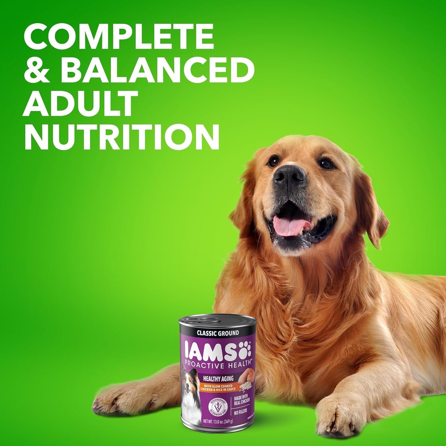 IAMS Proactive Health Senior Wet Dog Food, Classic Ground Dog Wet Food, Slow Cooked Chicken and Rice, 13 oz. Cans (Pack of 12) - Image 10