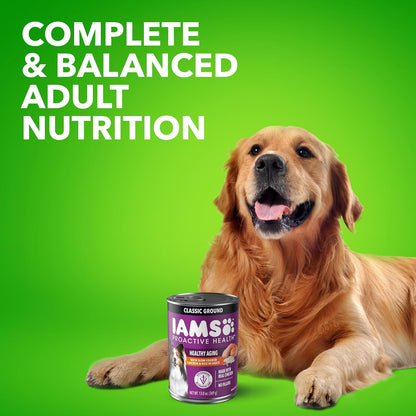 IAMS Proactive Health Senior Wet Dog Food, Classic Ground Dog Wet Food, Slow Cooked Chicken and Rice, 13 oz. Cans (Pack of 12) - Image 10