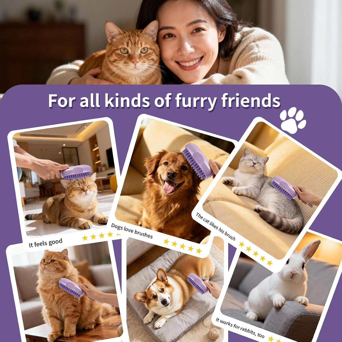 Baytion cat brush hair removal demonstration