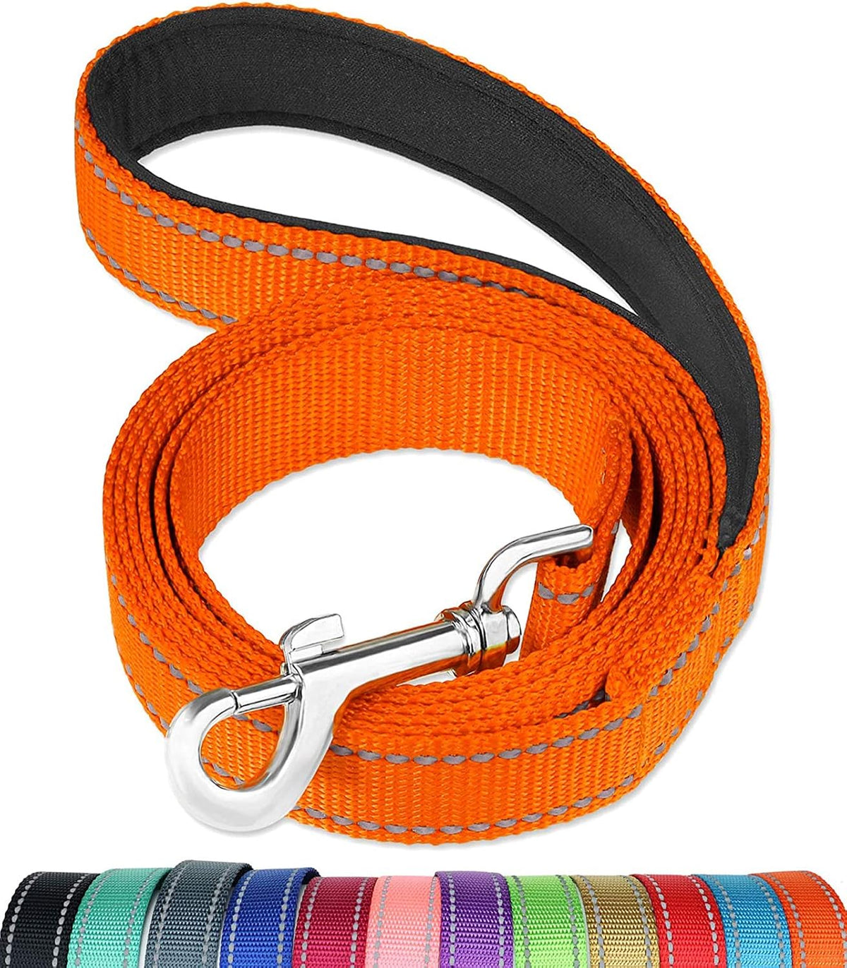 FunTags 6FT Red Reflective Dog Leash for Large & Medium Dogs Walking, Soft Padded Handle Comfortable Grip, Heavy Duty Nylon, Reflective for Night Walking, 1in Wide - Image 10