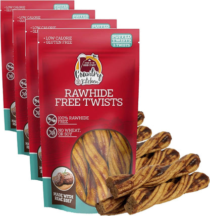 Happy dog eating a rawhide-free beef twist