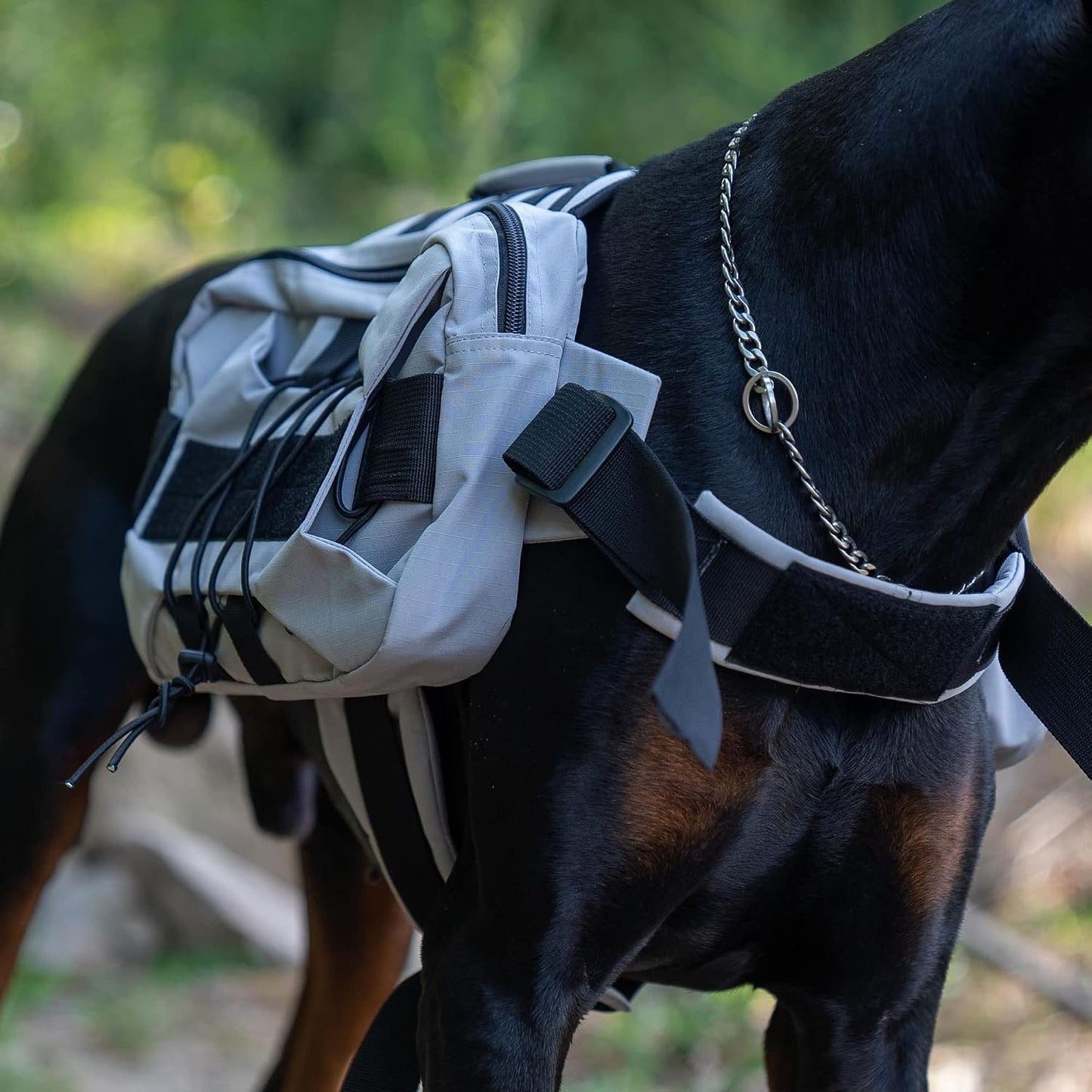Lovelonglong Large Dog Backpack, Outdoor Hound Saddle Bag Dog Pack with Side Pockets for Small Medium Large Dogs, Adjustable Tactical Dog Pack for Hiking, Travel, Camping, Training Gray M - Image 9