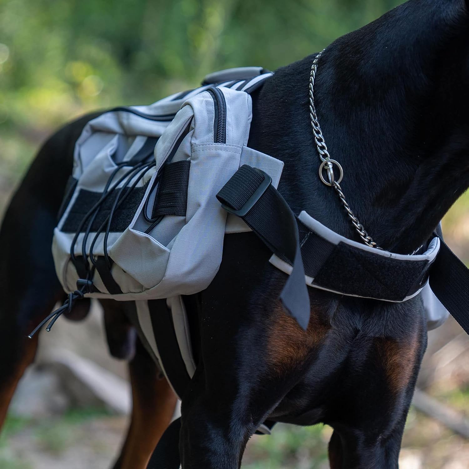 Lovelonglong Large Dog Backpack, Outdoor Hound Saddle Bag Dog Pack with Side Pockets for Small Medium Large Dogs, Adjustable Tactical Dog Pack for Hiking, Travel, Camping, Training Gray M - Image 9