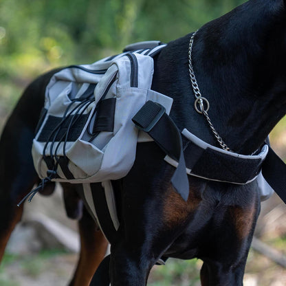 Lovelonglong Large Dog Backpack, Outdoor Hound Saddle Bag Dog Pack with Side Pockets for Small Medium Large Dogs, Adjustable Tactical Dog Pack for Hiking, Travel, Camping, Training Gray M - Image 9