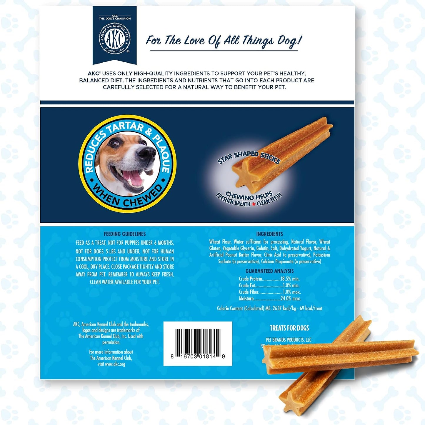 AKC canine health approved star design dental chews for breath freshening