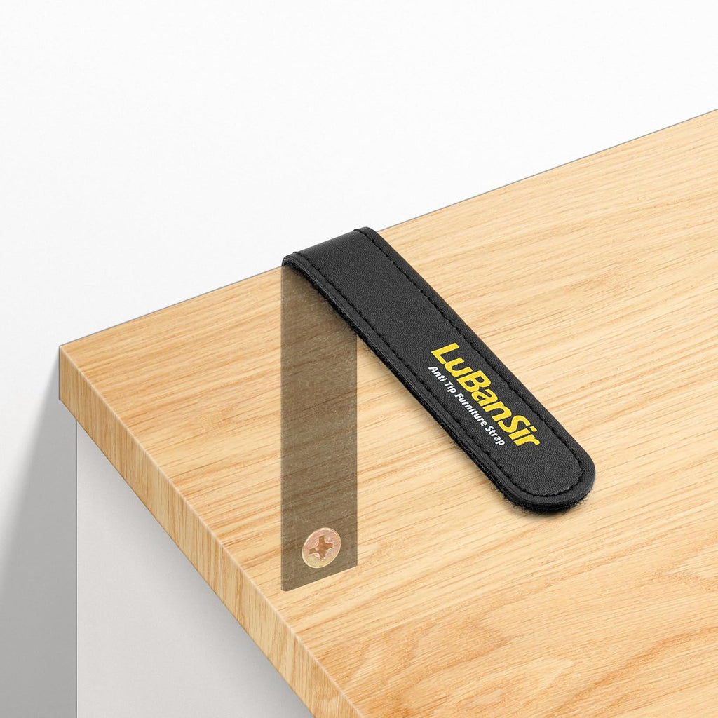 LuBanSir Furniture Anchors front view showing six pack of black safety straps with full installation hardware kit.