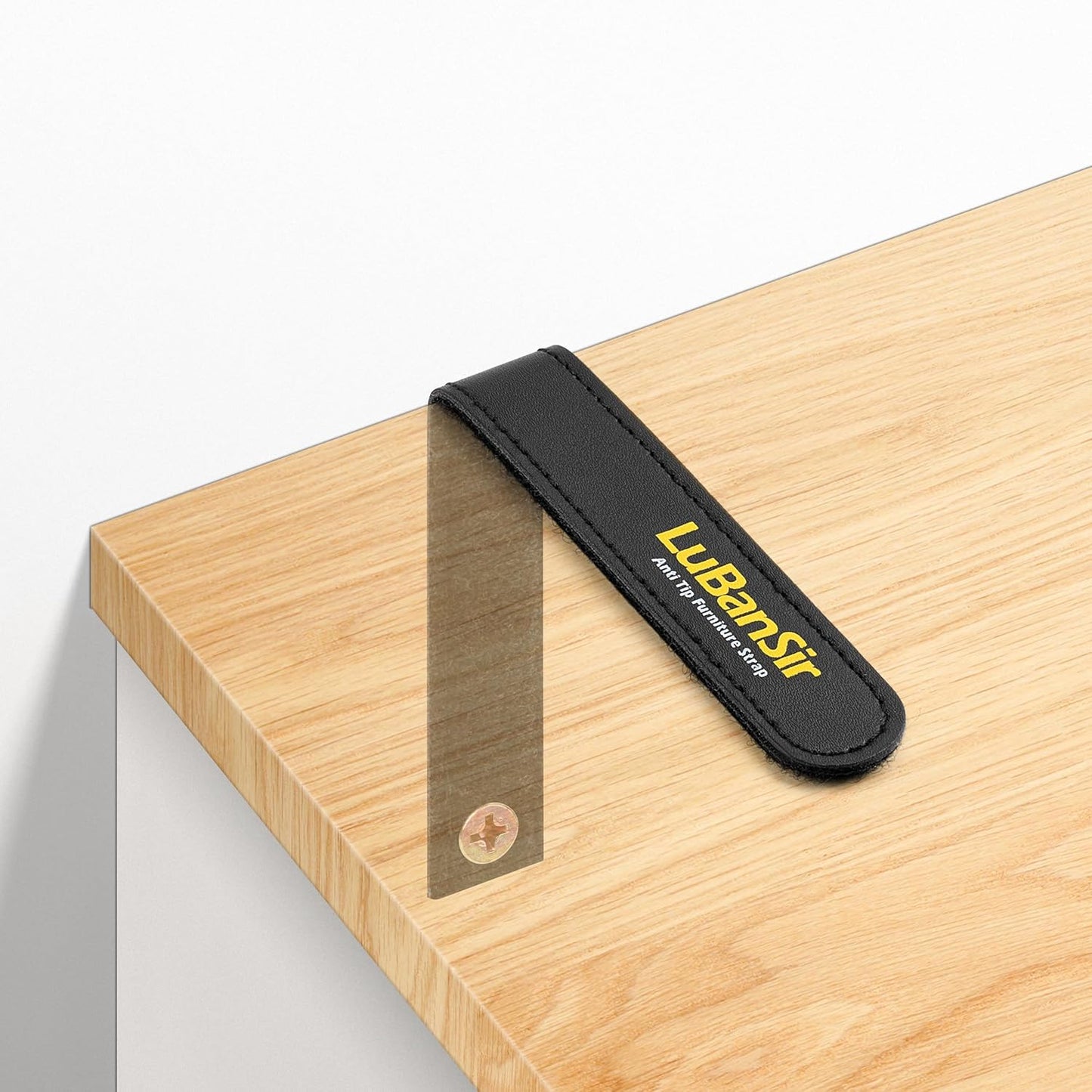 LuBanSir Furniture Anchors front view showing six pack of black safety straps with full installation hardware kit.