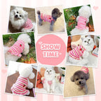 XGDMEIL striped female dog outfit back view with strawberry patch