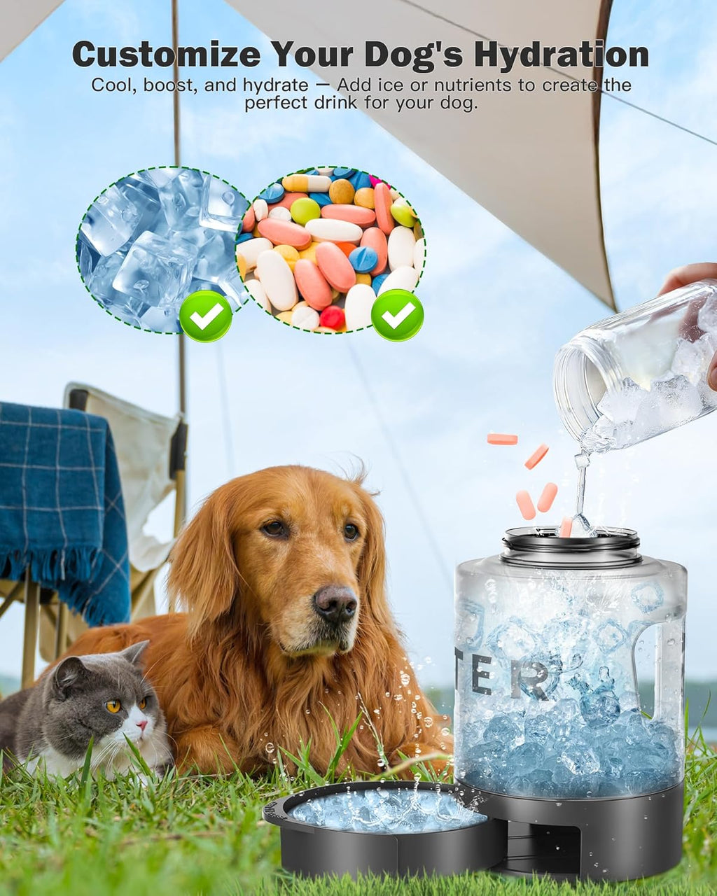 Leak proof test of the SwSun dog water container inside an outdoor travel backpack.