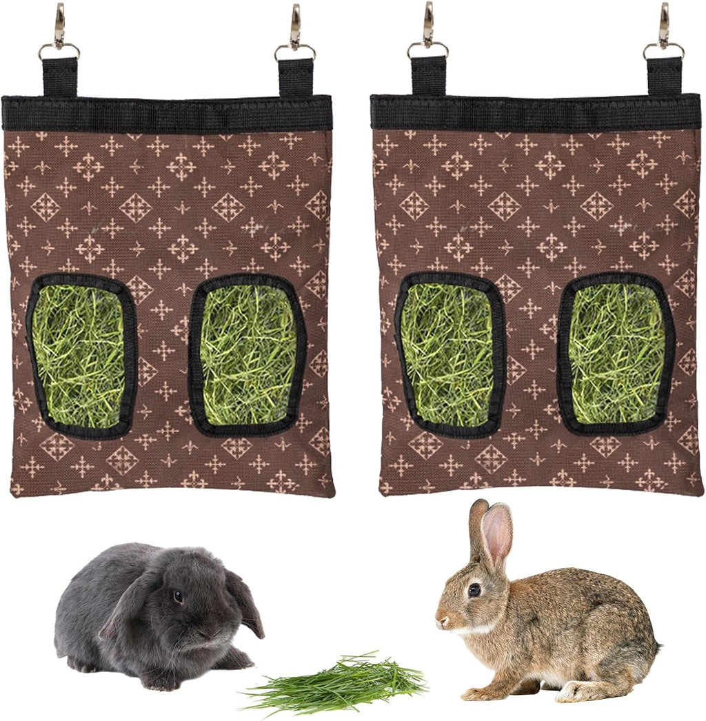 Rabbit Hay Feeder - Large Capacity Oxford Cloth Hanging Hay Bag - 4 Holes - 1 Pcs (Black) - Image 14