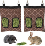 Rabbit Hay Feeder - Large Capacity Oxford Cloth Hanging Hay Bag - 4 Holes - 1 Pcs (Black) - Image 14