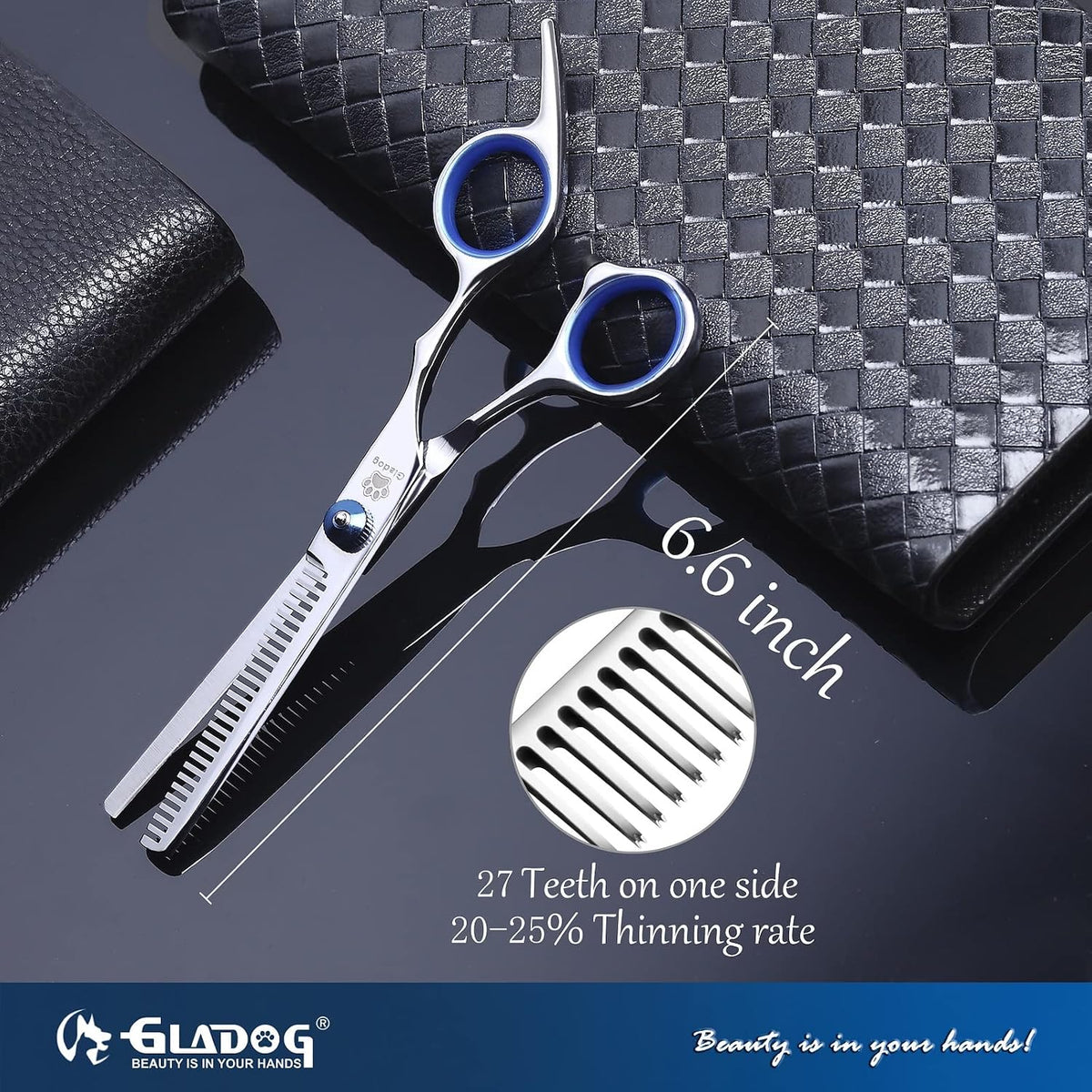 GLADOG safety round tip pet scissors highlighting the blunt protective ends for face trimming