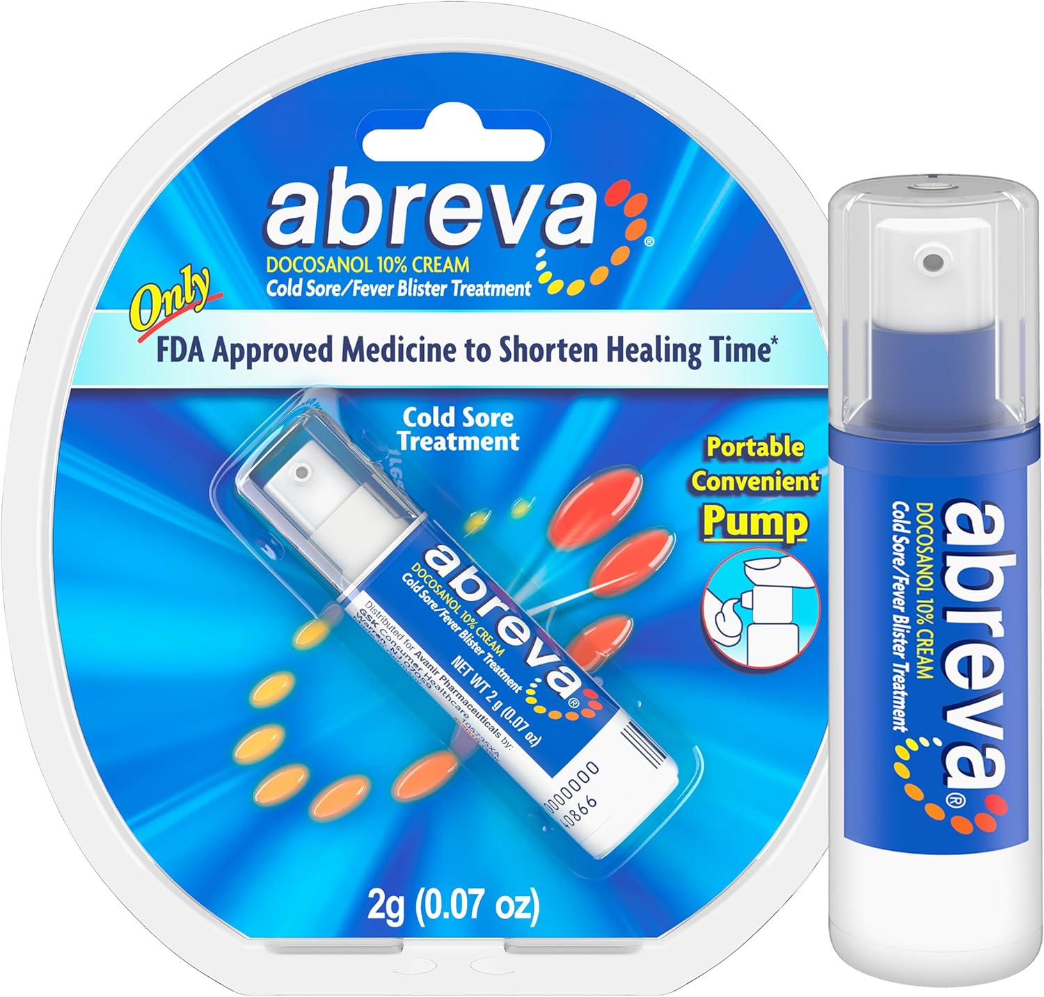Abreva 10 Percent Docosanol Cold Sore Treatment 0.07 ounce pump front view