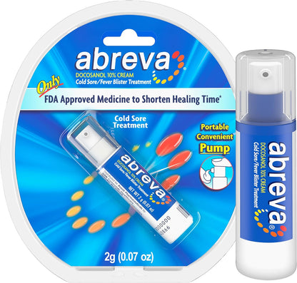 Abreva 10 Percent Docosanol Cold Sore Treatment 0.07 ounce pump front view