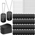 Yinkin personalized military dog tags set front view showcasing bulk black aluminum blanks and silver ball chains.
