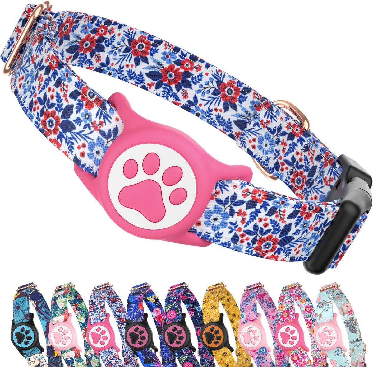 Airtag Dog Collar, Reflective Ultra-Durable Nylon Padded with QR Code Buckle & IP68 Waterproof Air Tag Holder Compatible for Apple AirTag, Comfortable for Small Medium Large Dogs(Pink,L) - Image 14