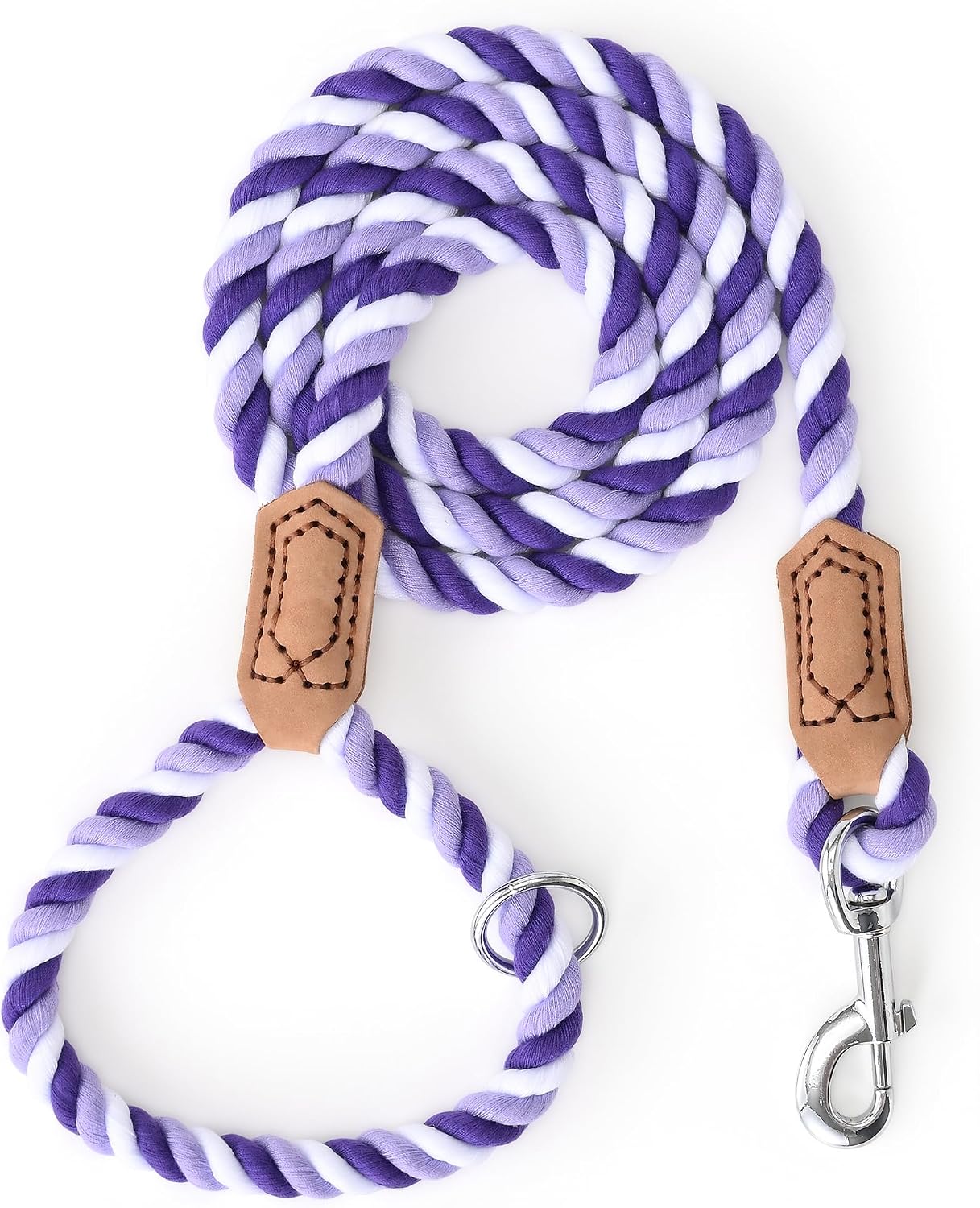 Mile High Life Dog Leash, Braided Cotton Rope Leashes with Leather Tailor Tip with Leather Tip - Heavy Duty Metal Clasp, 4FT, 1/2" Thick - Wedding, Walking Leash for Medium Large Dogs(Cream White) - Image 10