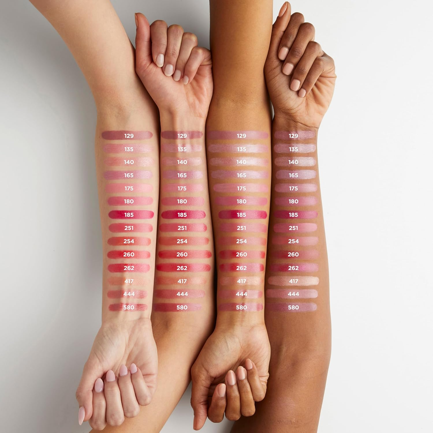 L'Oreal Paris creamy satin makeup lipstick swatched on back of hand