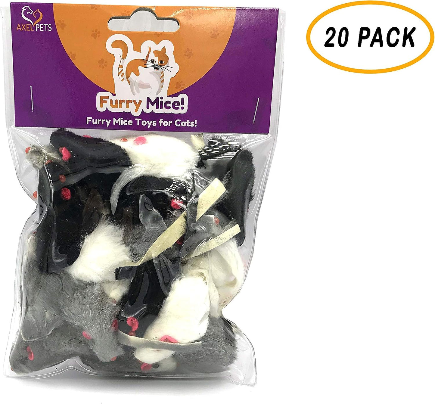 Axel Pets twenty piece catnip infused realistic mouse toy collection for kittens.