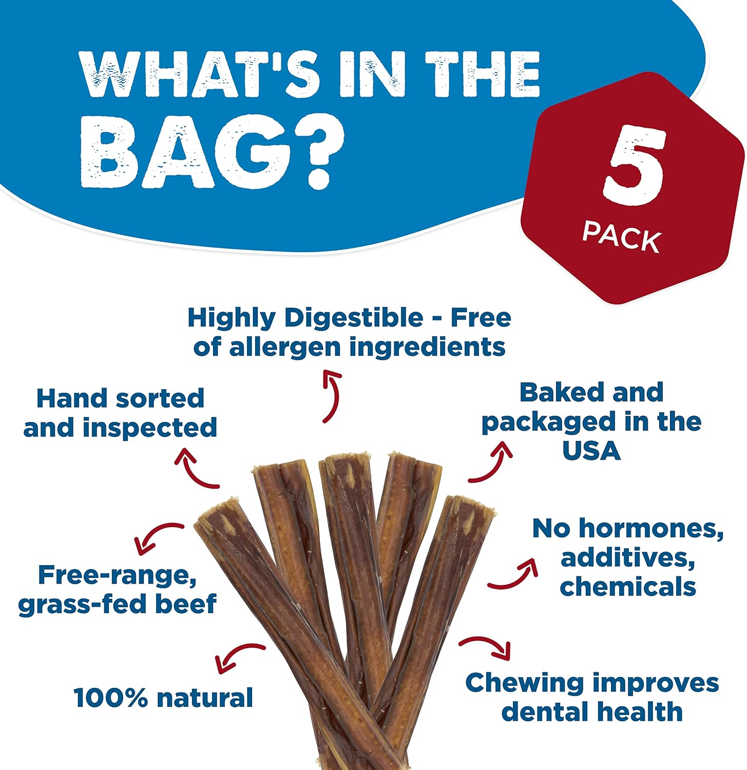 Natural grass fed beef pizzle sticks for small and medium dogs